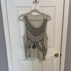 Free People Embellished Beaded light gray Tank Top size S